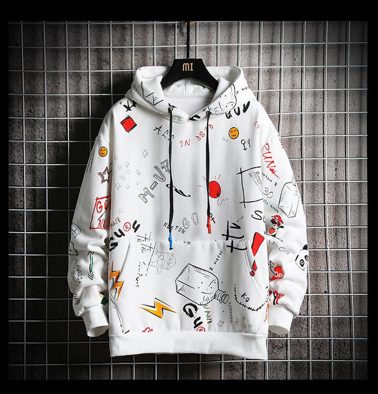 Men's Winter Hoodies Men Spring Anime Graffiti Sweatshirt Male Hip Hop Harajuku Japanese Streetwear Casual Hoodie Men | Vimost Shop.