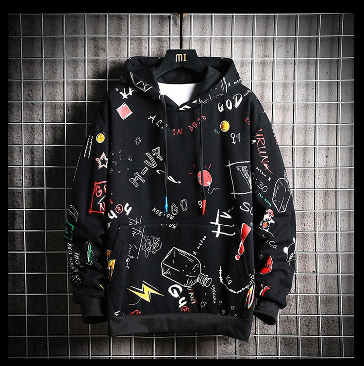 Men's Winter Hoodies Men Spring Anime Graffiti Sweatshirt Male Hip Hop Harajuku Japanese Streetwear Casual Hoodie Men | Vimost Shop.