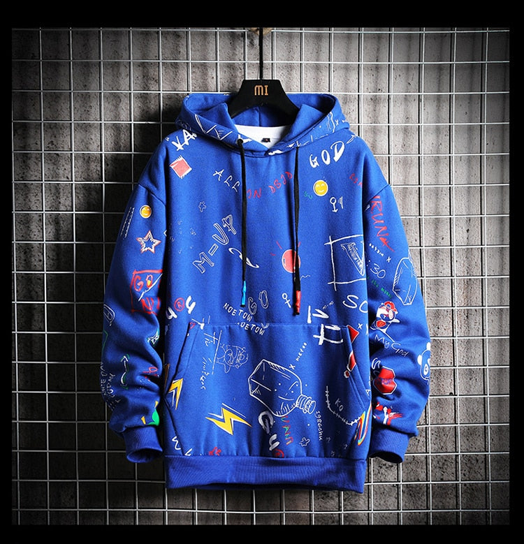 Men's Winter Hoodies Men Spring Anime Graffiti Sweatshirt Male Hip Hop Harajuku Japanese Streetwear Casual Hoodie Men | Vimost Shop.