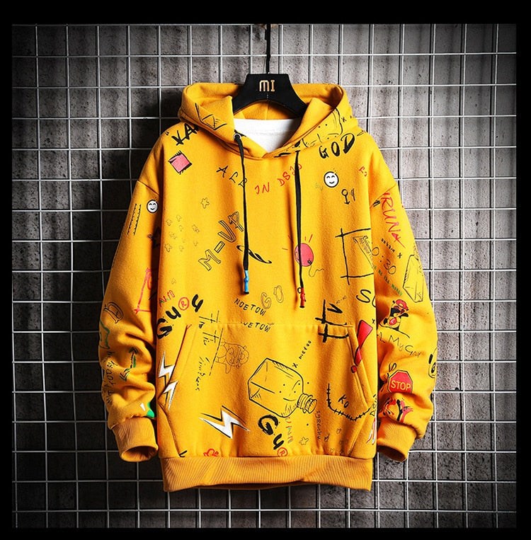 Men's Winter Hoodies Men Spring Anime Graffiti Sweatshirt Male Hip Hop Harajuku Japanese Streetwear Casual Hoodie Men | Vimost Shop.