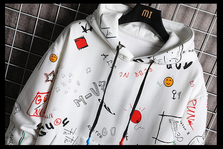 Men's Winter Hoodies Men Spring Anime Graffiti Sweatshirt Male Hip Hop Harajuku Japanese Streetwear Casual Hoodie Men | Vimost Shop.