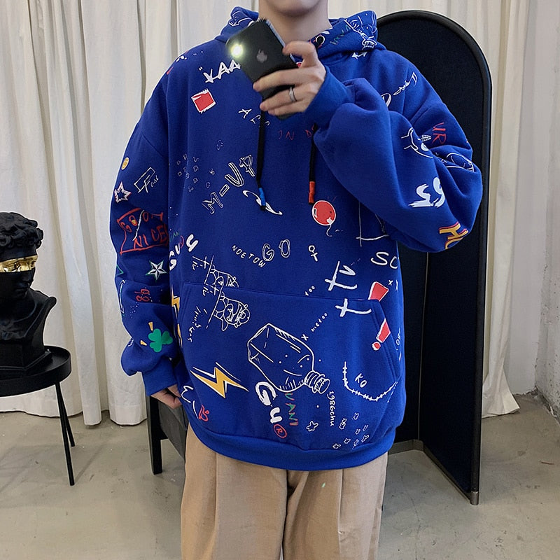 Men's Winter Hoodies Men Spring Anime Graffiti Sweatshirt Male Hip Hop Harajuku Japanese Streetwear Casual Hoodie Men | Vimost Shop.