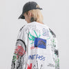 Men Streetwear Hip Hop Graffiti T Shirt Long Sleeve Harajuku Tshirt | Vimost Shop.