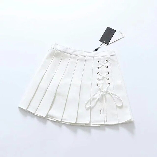 Women Pleated Tennis Skort with Side Lace Up Details Preppy Style Mini Skirt | Vimost Shop.