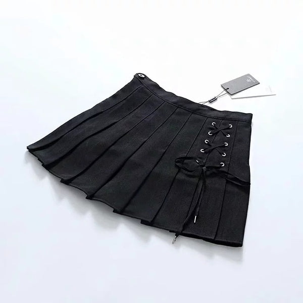 Women Pleated Tennis Skort with Side Lace Up Details Preppy Style Mini Skirt | Vimost Shop.