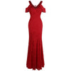 Women's Evening Dress Off Shoulder Lace Beading Crystal Maxi Elegant Bodycon Party Gwon Red | Vimost Shop.