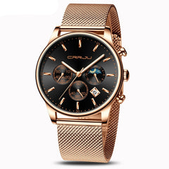 Top Luxury Men Multifunction Watches Waterproof Business Casual Quartz Date Wrist Watch Male Mesh Strap Clock | Vimost Shop.