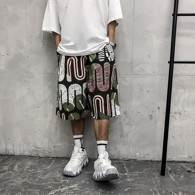 Men's Shorts Harajuku Colorful Graphic Summer Bermuda Beach Baggy | Vimost Shop.