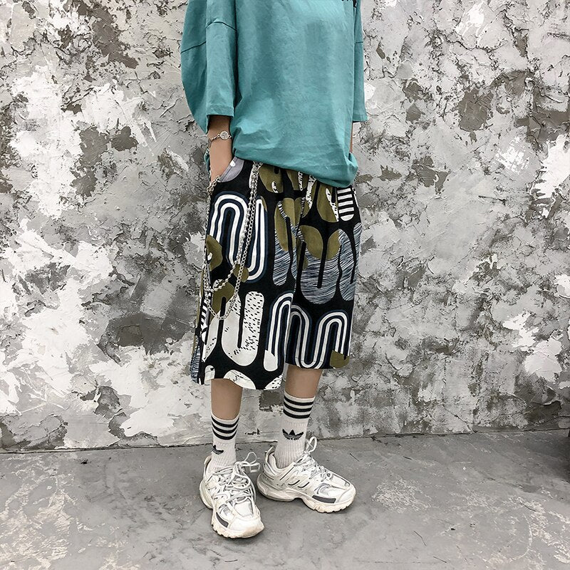 Men's Shorts Harajuku Colorful Graphic Summer Bermuda Beach Baggy | Vimost Shop.