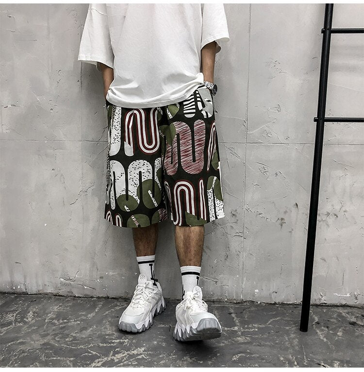 Men's Shorts Harajuku Colorful Graphic Summer Bermuda Beach Baggy | Vimost Shop.