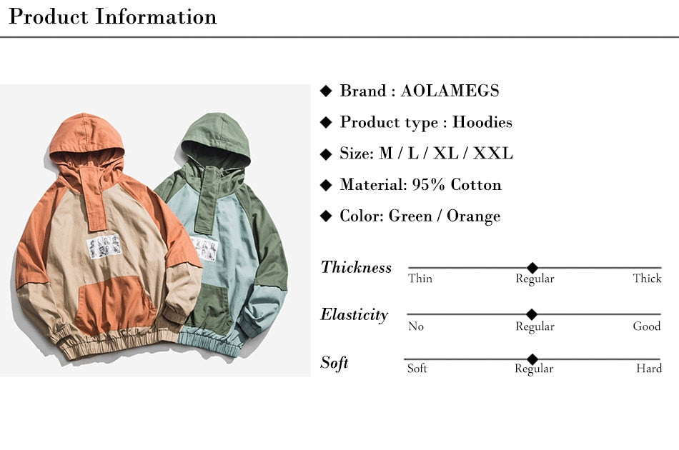 Men Patchwork  Pullover Sweatshirt Street Harajuku Hip Hop Streetwear Spring Hoodie | Vimost Shop.