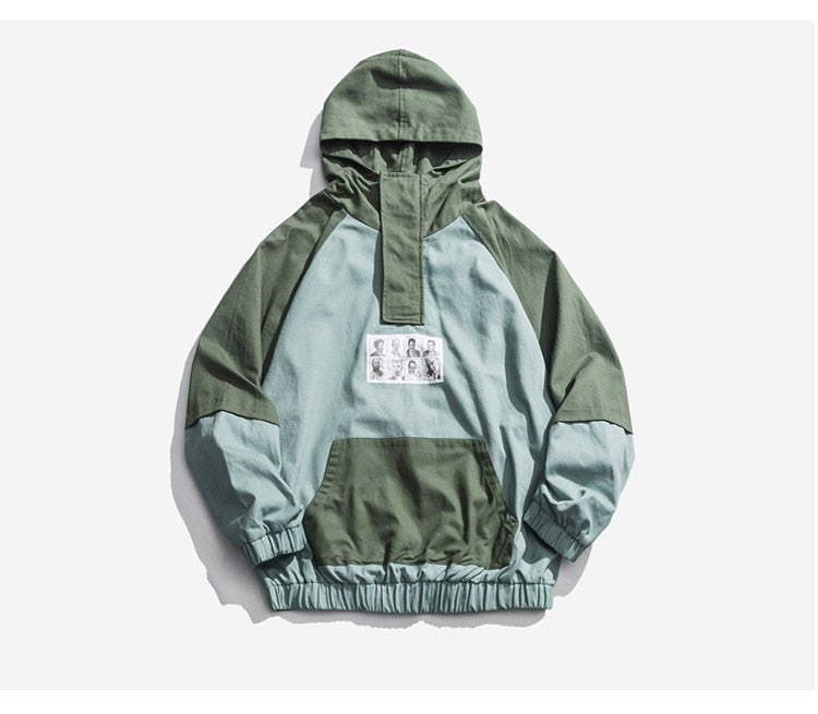 Men Patchwork  Pullover Sweatshirt Street Harajuku Hip Hop Streetwear Spring Hoodie | Vimost Shop.
