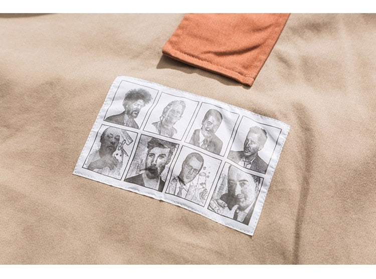 Men Patchwork  Pullover Sweatshirt Street Harajuku Hip Hop Streetwear Spring Hoodie | Vimost Shop.