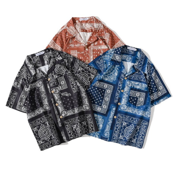 Fashion Korean Shirts Men Women Vintage Hawaiian Trend Casual Streetwear Hip Hop Shirt Orange Short Sleeve Tops Clothes | Vimost Shop.