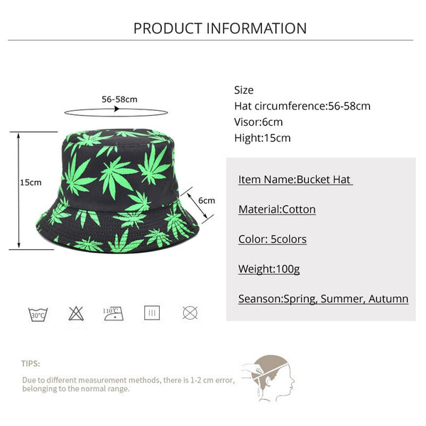 Panama Women Reversible Bucket Hats Leaf Printed Hip Hop Sun Hat Men Cotton Casual Fisherman Hats Caps | Vimost Shop.