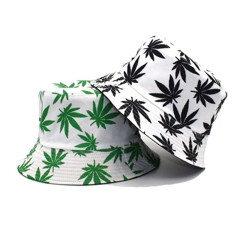 Panama Women Reversible Bucket Hats Leaf Printed Hip Hop Sun Hat Men Cotton Casual Fisherman Hats Caps | Vimost Shop.