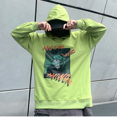 Hip Hop Hoodie Sweatshirt Men Harajuku Japanese Anime Hoodie Streetwear Cartoon Girl Green Hair Hooded Pullover Autumn | Vimost Shop.