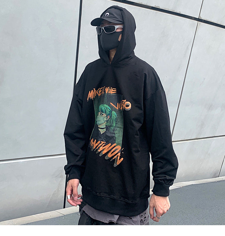Hip Hop Hoodie Sweatshirt Men Harajuku Japanese Anime Hoodie Streetwear Cartoon Girl Green Hair Hooded Pullover Autumn | Vimost Shop.