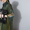 Lapel Three-quarter Sleeve Green Shing Perspective Loose Big Size Shirt Women Blouse \ | Vimost Shop.