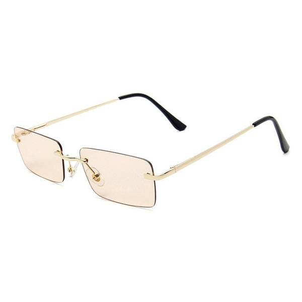 Rectangle Rimless Sunglasses Women Square Vintage Sunglasses Brand Designer Men Retro Small Yellow Gradient Glass UV400 Eyewear | Vimost Shop.