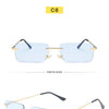 Rectangle Rimless Sunglasses Women Square Vintage Sunglasses Brand Designer Men Retro Small Yellow Gradient Glass UV400 Eyewear | Vimost Shop.