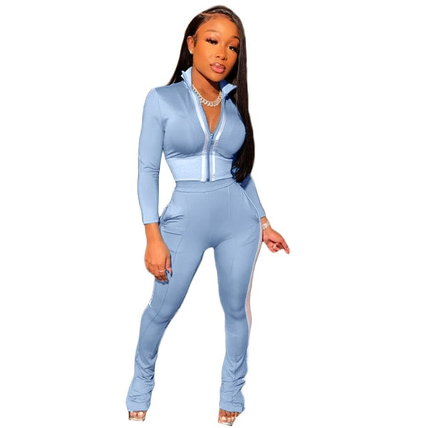 Women Splice Two Piece Set Tracksuit Fall Clothes Crop Top And Pants Sweat Suit Lounge Wear Outfits 2 Pcs Matching Sets | Vimost Shop.