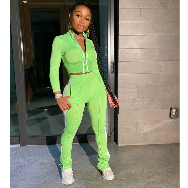 Women Splice Two Piece Set Tracksuit Fall Clothes Crop Top And Pants Sweat Suit Lounge Wear Outfits 2 Pcs Matching Sets | Vimost Shop.