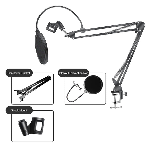 Microphone Scissor Arm Stand Bm800 Holder Tripod Microphone Stand With A Spider Cantilever Bracket Universal Shock Mount | Vimost Shop.