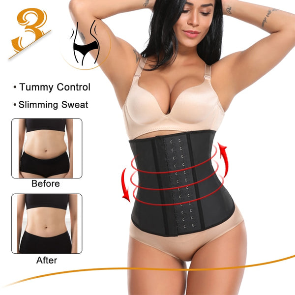 Women Body Shaper 100% Latex Waist Trainer Corset Shapewear Waist Cincher Tops Plus Size Women Girdle Slimming Black | Vimost Shop.