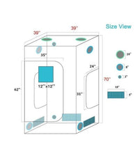 Reflective Mylar Grow Tent 1680D 100x100x180cm Growing Tent for Plants, Grow Kit (39''x39''x70'') | Vimost Shop.