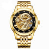 Luxury Top Brand Dragon Design Automatic Watch Men Skeleton Gold Full Stainless steel Wristwatch Mechanical Skeleton Steampunk | Vimost Shop.