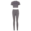 Yoga Set Sport Outfits Women Yoga clothing Seamless Short Sleeve Crop Top T-Shirt Leggings Summer Run Workout Gym Suit Sets | Vimost Shop.