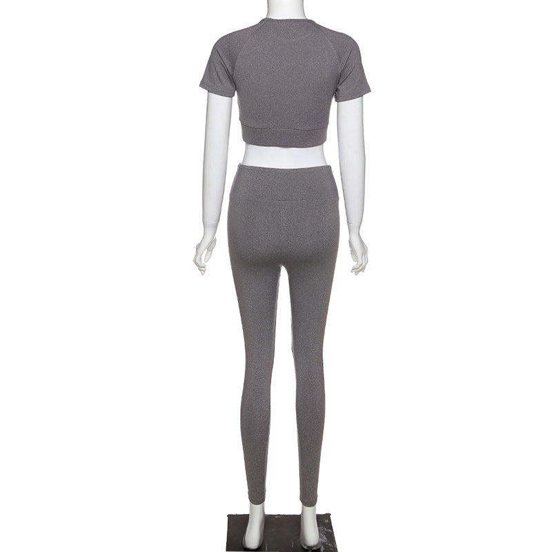 Yoga Set Sport Outfits Women Yoga clothing Seamless Short Sleeve Crop Top T-Shirt Leggings Summer Run Workout Gym Suit Sets | Vimost Shop.