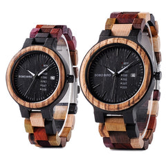 Wood Watch Men Women Quartz Week Date Couple Timepiece Colorful Wooden Band logo Customize Wholesale Dropship | Vimost Shop.