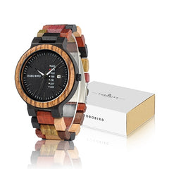 Wood Watch Men Women Quartz Week Date Couple Timepiece Colorful Wooden Band logo Customize Wholesale Dropship | Vimost Shop.