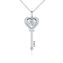 1.0Ct D Color Moissanite Diamond Key Pendant Necklace with Moissanite Stone 925 Sterling Silver Jewelry | Vimost Shop.