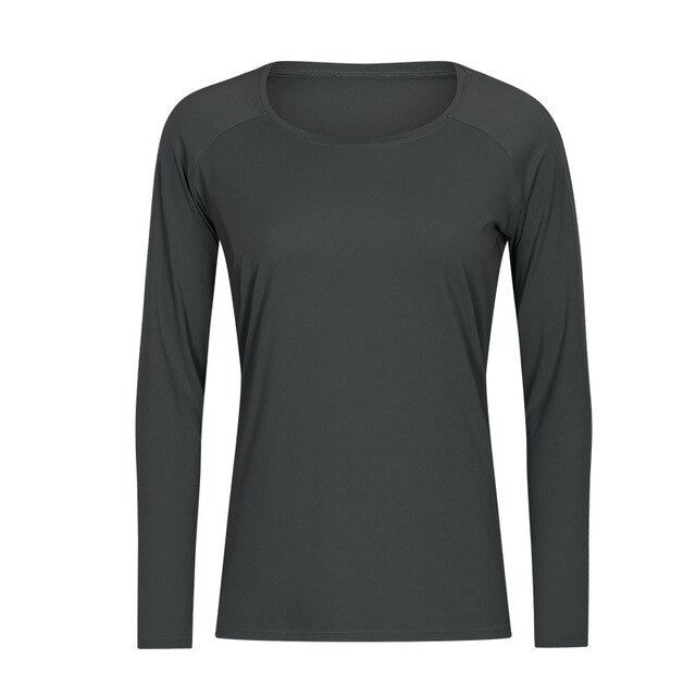 Workout Shirts for Women Nylon Spandex Yoga Long Sleeved Shirts Womens Breathable Lightweight Loose Running Sport Tops | Vimost Shop.
