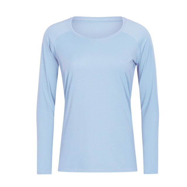 Workout Shirts for Women Nylon Spandex Yoga Long Sleeved Shirts Womens Breathable Lightweight Loose Running Sport Tops | Vimost Shop.