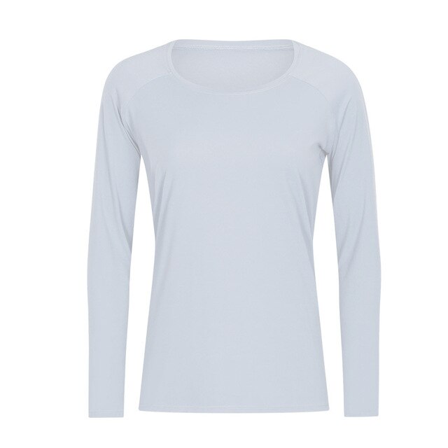 Workout Shirts for Women Nylon Spandex Yoga Long Sleeved Shirts Womens Breathable Lightweight Loose Running Sport Tops | Vimost Shop.