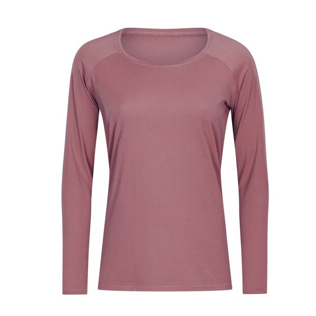 Workout Shirts for Women Nylon Spandex Yoga Long Sleeved Shirts Womens Breathable Lightweight Loose Running Sport Tops | Vimost Shop.