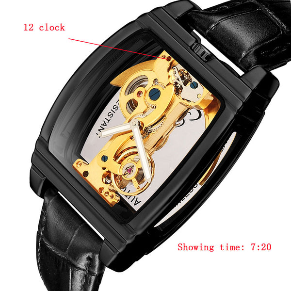 Transparent Mens Watches Mechanical Automatic Wristwatch Leather Strap Top Brand Steampunk Self Winding Clock Male montre homme | Vimost Shop.
