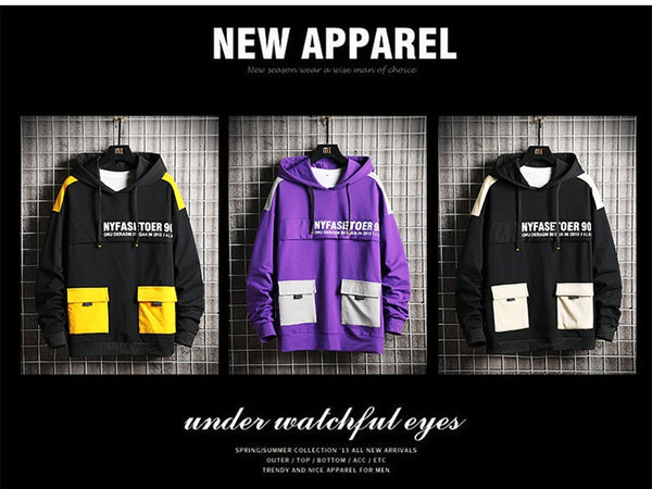 Winter Fashion Loose Men's Hoodies Tooling Hip Hop Sweatshirt Male Harajuku Japanese Streetwear Hoodie Men | Vimost Shop.