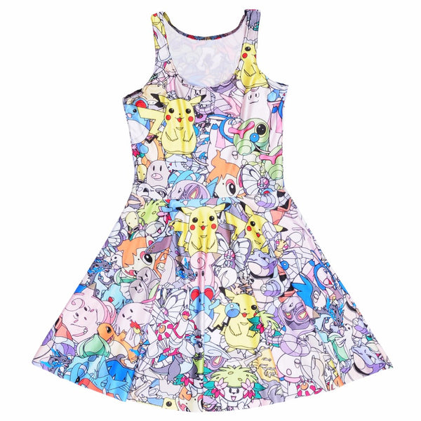 Summer Fashion New style Women Dress Lovely Pokemon Digital Printing Sleeveless Vest Dresses Drop shipping | Vimost Shop.