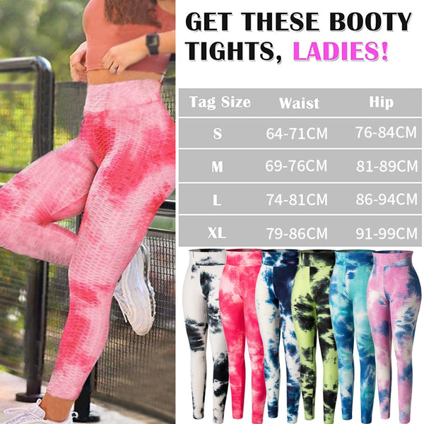 Tie-dye Booty Yoga Pants Women Fitness High Waisted Ruched Butt Lift Textured Scrunch Leggings Booty Tights Running | Vimost Shop.