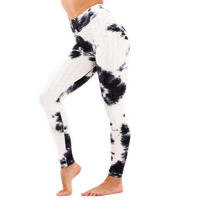 Tie-dye Booty Yoga Pants Women Fitness High Waisted Ruched Butt Lift Textured Scrunch Leggings Booty Tights Running | Vimost Shop.