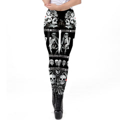 Halloween Miserable Skull Leggings For Women Trending Product Gothic Cross Tomb Legins Ghost Ankle Pant | Vimost Shop.