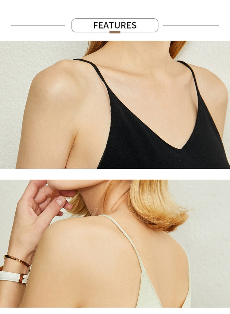 Minimalism Spring Summer Knitted Soft Solid Vest tops Women Causal Vneck sleeveless Camisole Top Women | Vimost Shop.