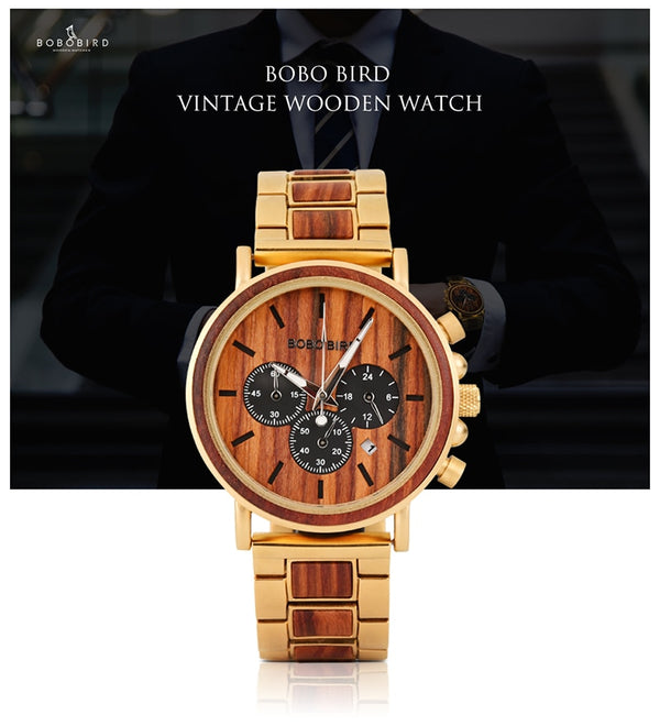 Wooden Men Watch Relogio Masculino Top Brand Luxury Chronograph Date Display Stop Watches erkek kol saati Great Gifts | Vimost Shop.