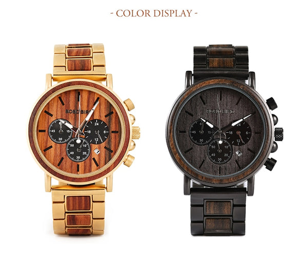 Wooden Men Watch Relogio Masculino Top Brand Luxury Chronograph Date Display Stop Watches erkek kol saati Great Gifts | Vimost Shop.