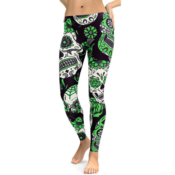 Skull Red Flowers Leggings Sexy Rose 3D Digital Printed Women Leggins Fitness Soft Slim Mujer Workout Pants | Vimost Shop.